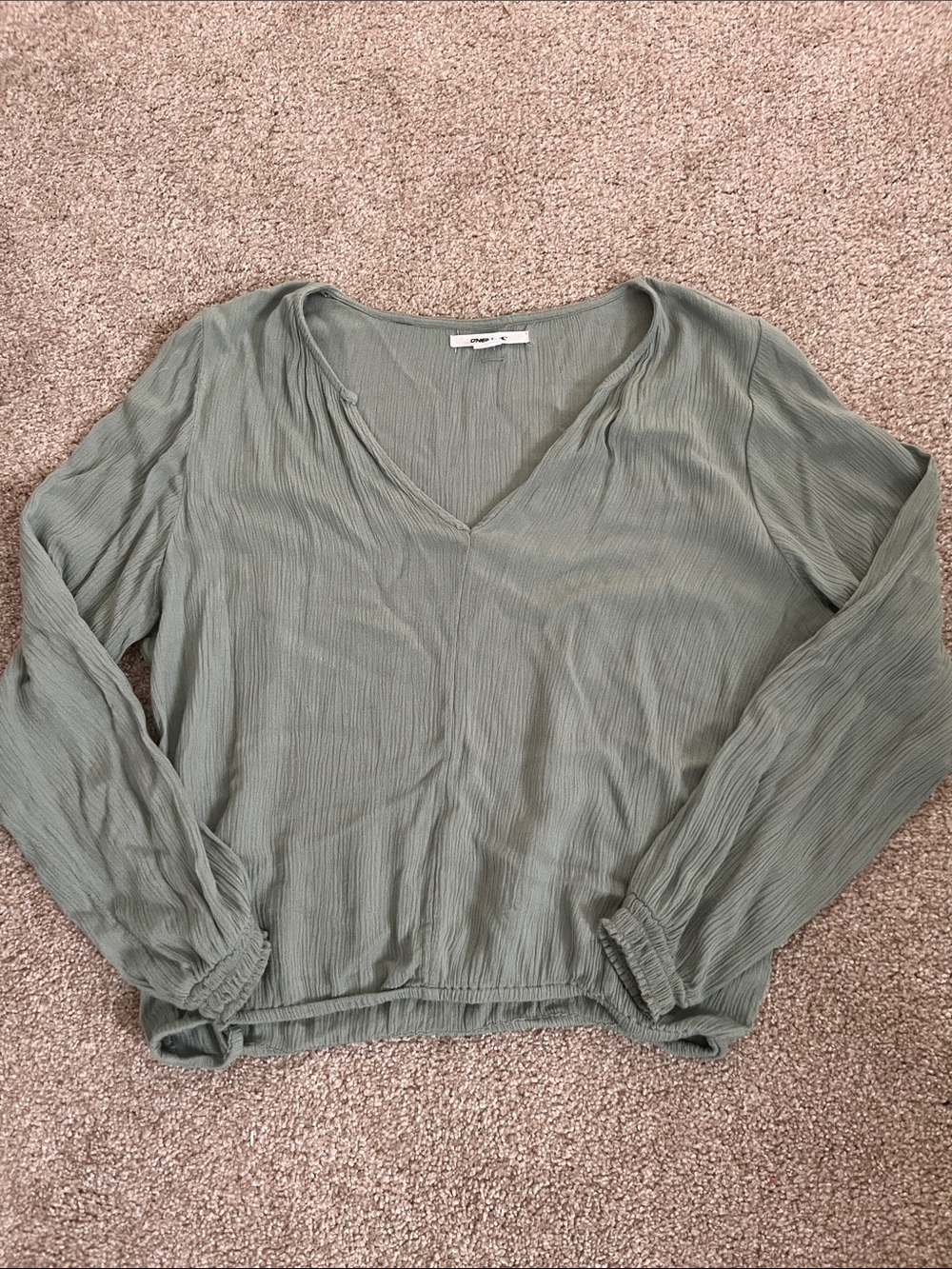 O’Neill Teal Bubble Hem Blouse